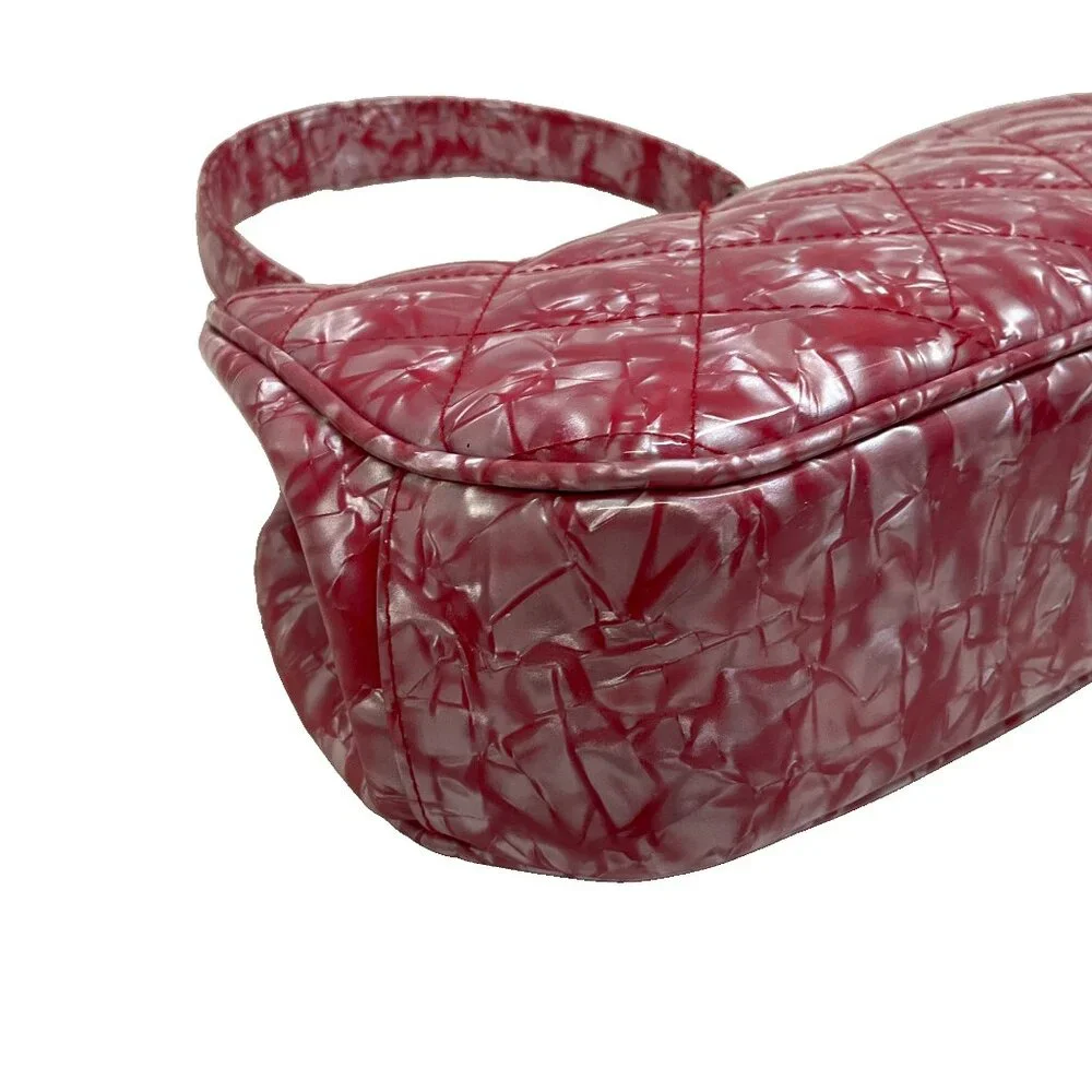 Chanel Pink Patent Leather Holographic Matelasse Satchel